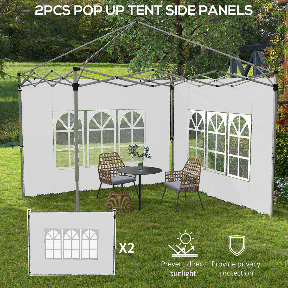 Outsunny White Replacement Gazebo Side Panel with Window 2 Pack Image 4