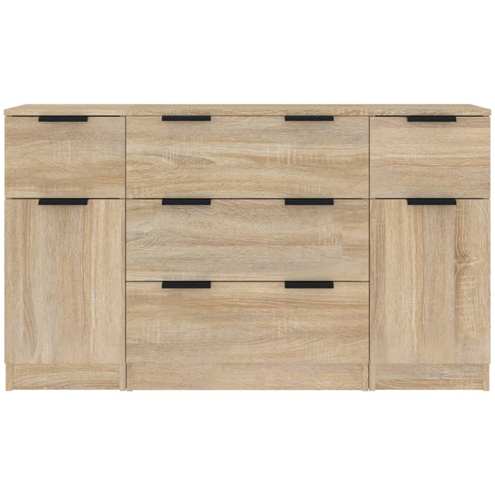 vidaXL 2 Door 5 Drawer Sonoma Oak Wide Sideboard Image 5