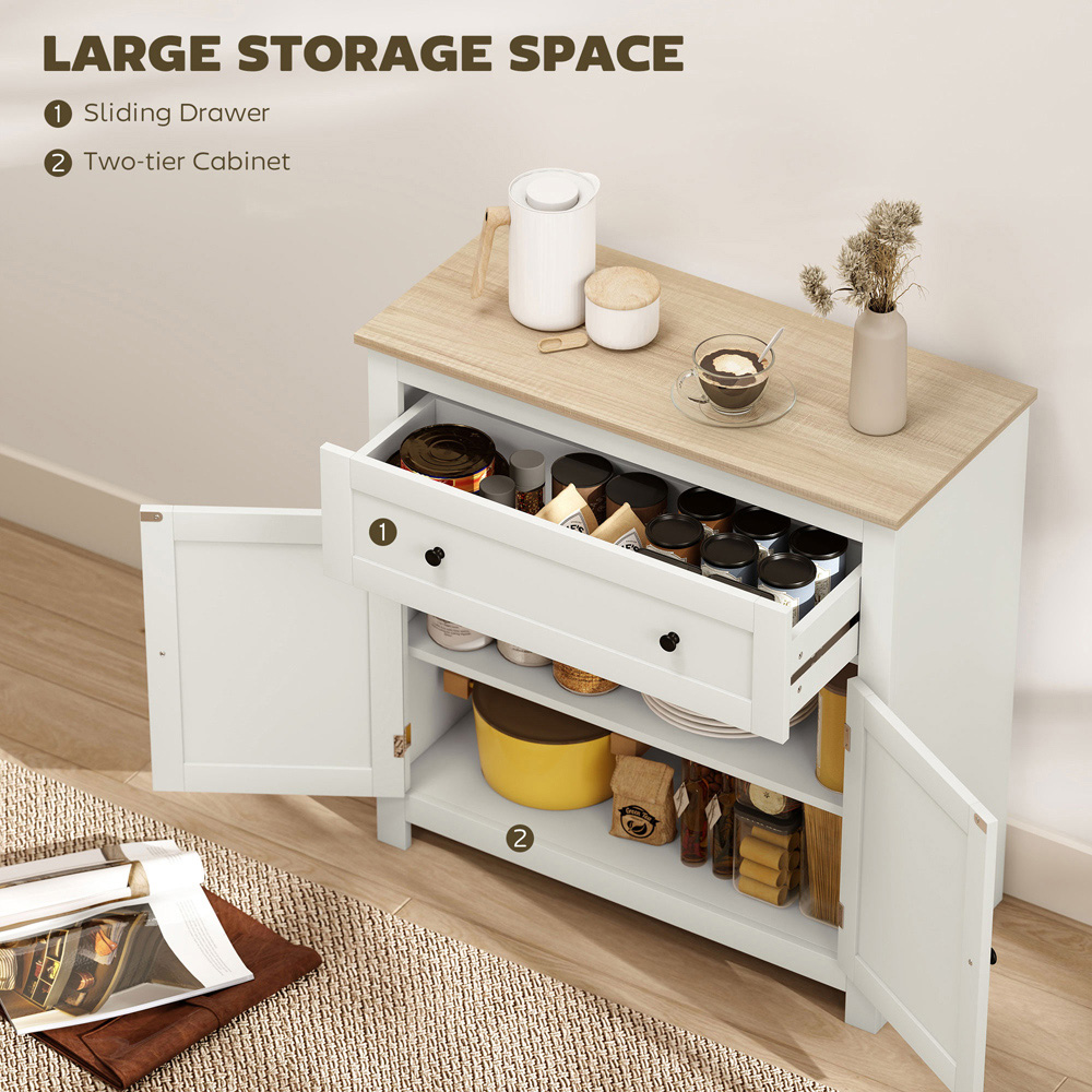 Portland 2 Door Single Drawer Cream Sideboard Image 4