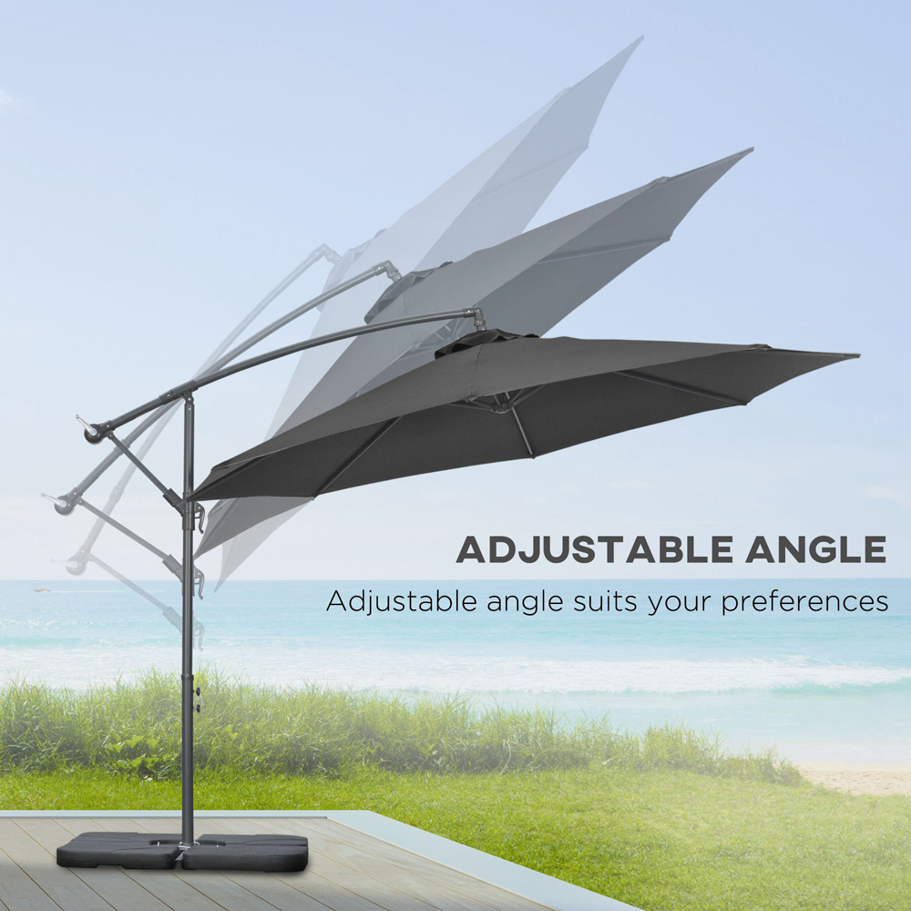 Outsunny Black Crank and Tilt Cantilever Banana Parasol with Cross Base and Cover 3m Image 5