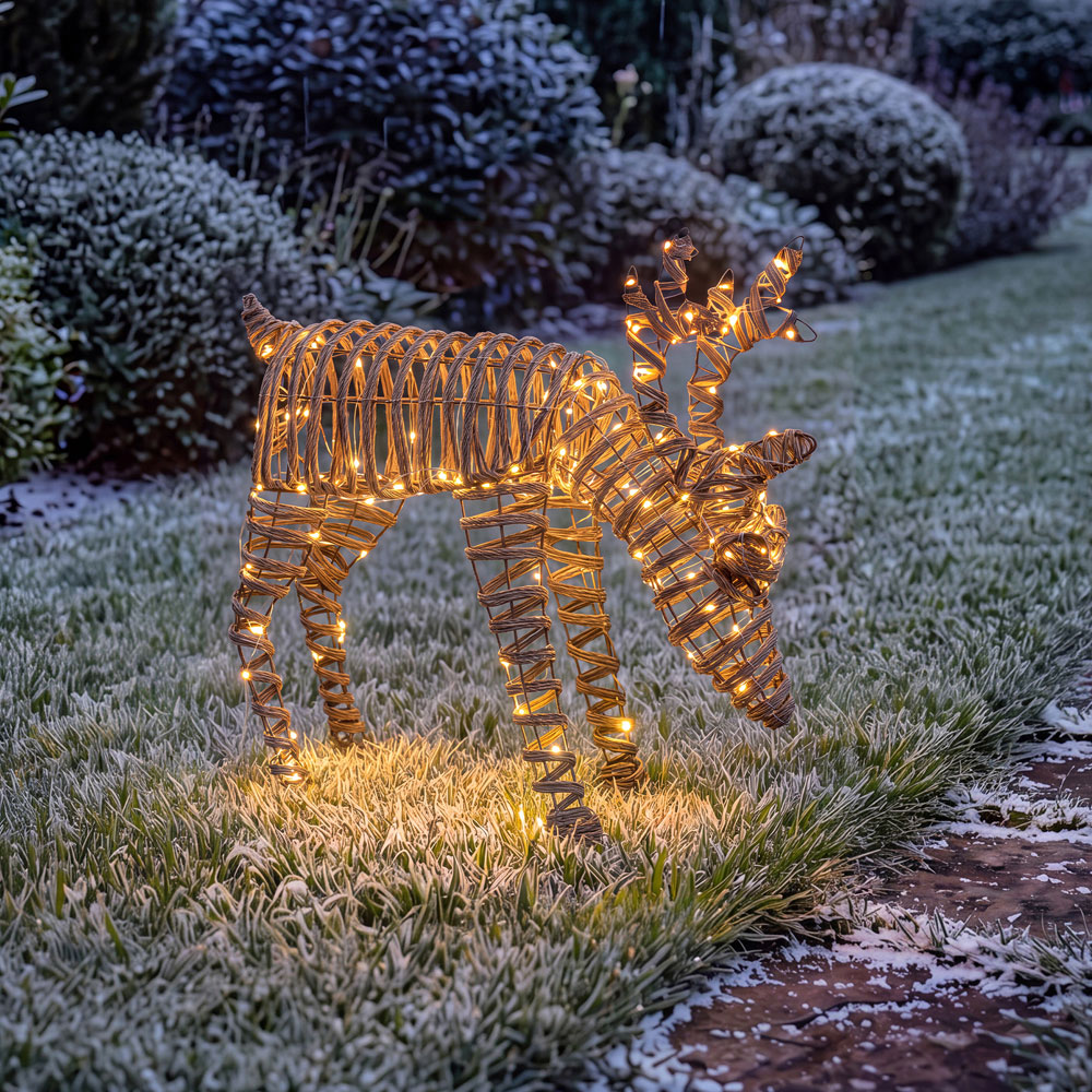 Charles Bentley Small Rattan Light Up Reindeer Christmas Decoration 60cm Image 4