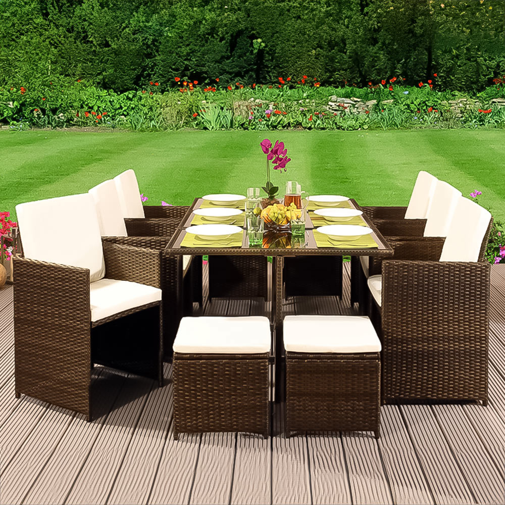 Brooklyn Cube Gold 6 Seater Garden Dining Set Image 1