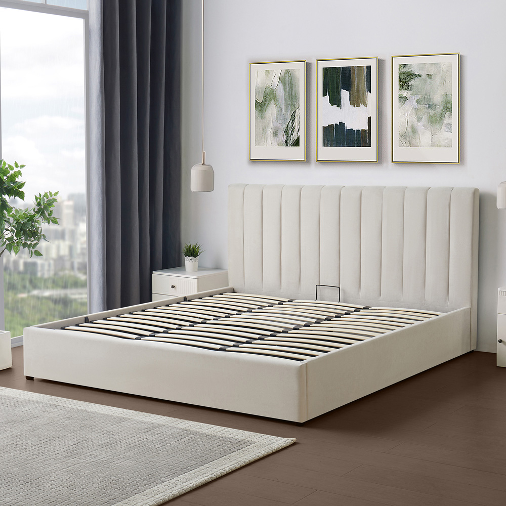 Brooklyn Evelynne Super King Beige Linen Ottoman Bed Image 5