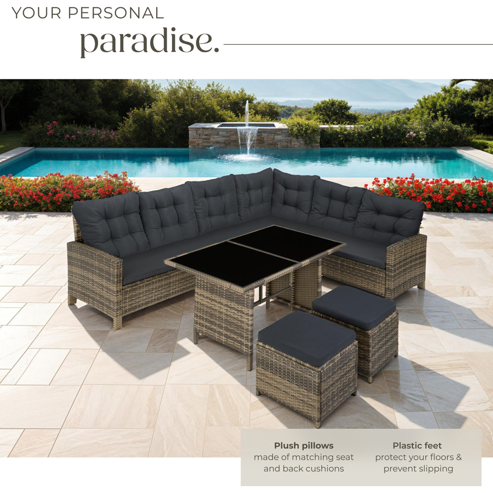 tectake Barletta 8 Seater Nature Rattan Garden Sofa Set Image 4