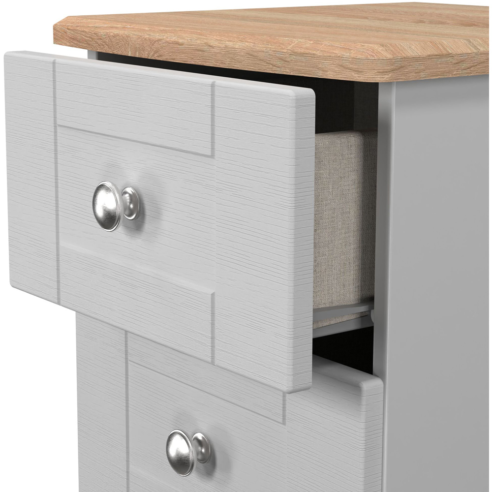 Crowndale Sussex 3 Drawer Grey Ash and Bardolino Oak Bedside Cabinet Ready Assembled Image 6