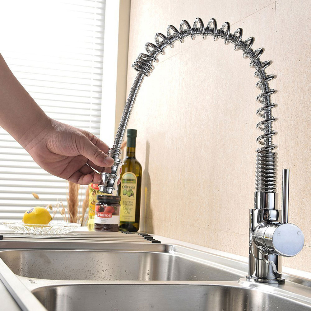 Nes Home Corry Chrome Single Lever Pull Out Hose Monobloc Kitchen Mixer Tap Image 2