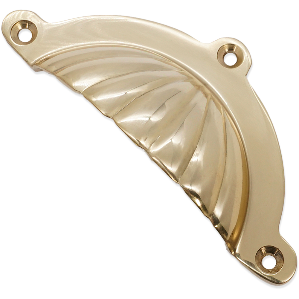 Spira Brass Shell Polished Brass Cup Pull Drawer Handle Image 3