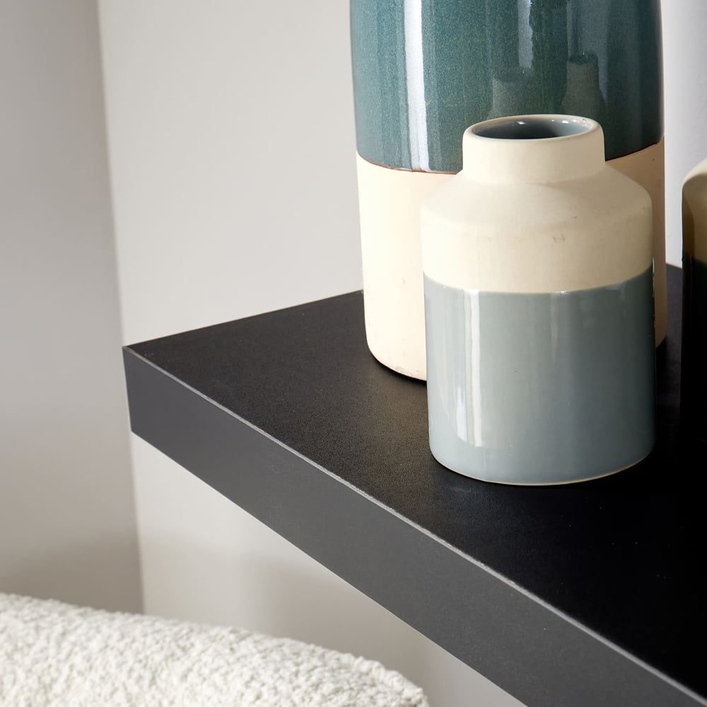 Home Source Cloud 60cm Black Floating Wall Shelf Set of 2 Image 4