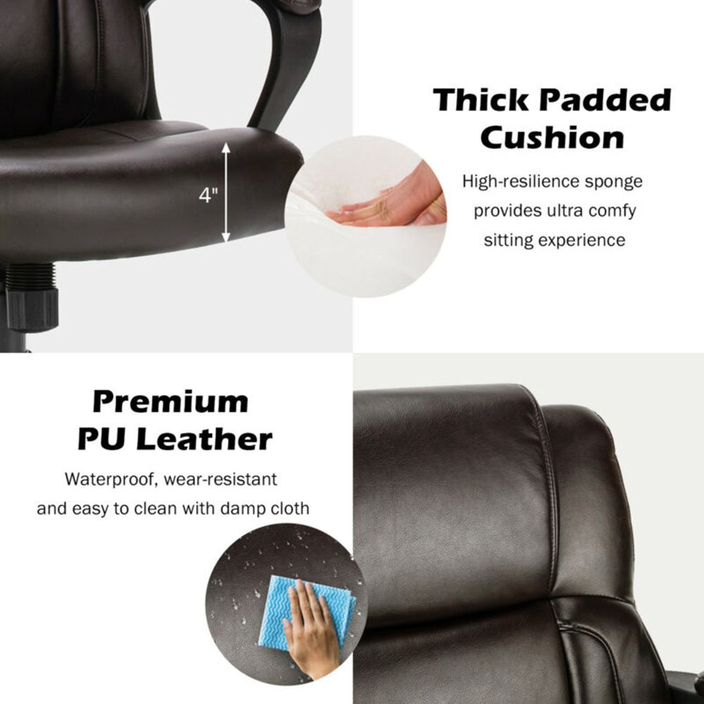 Costway Black PU Leather Office Chair Image 4
