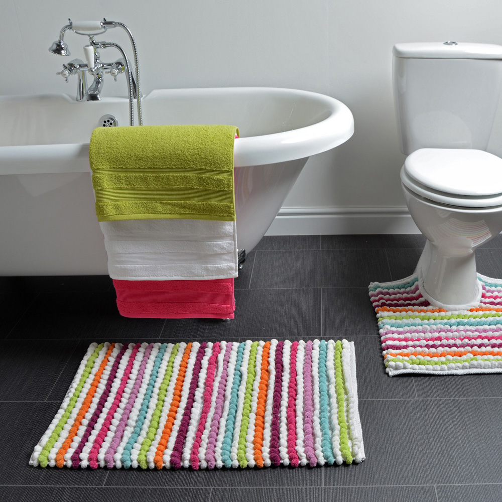 Allure Bath Fashions California Multi Bright Striped Chunky Bobble Bath Mat 50 x 80cm Image 2