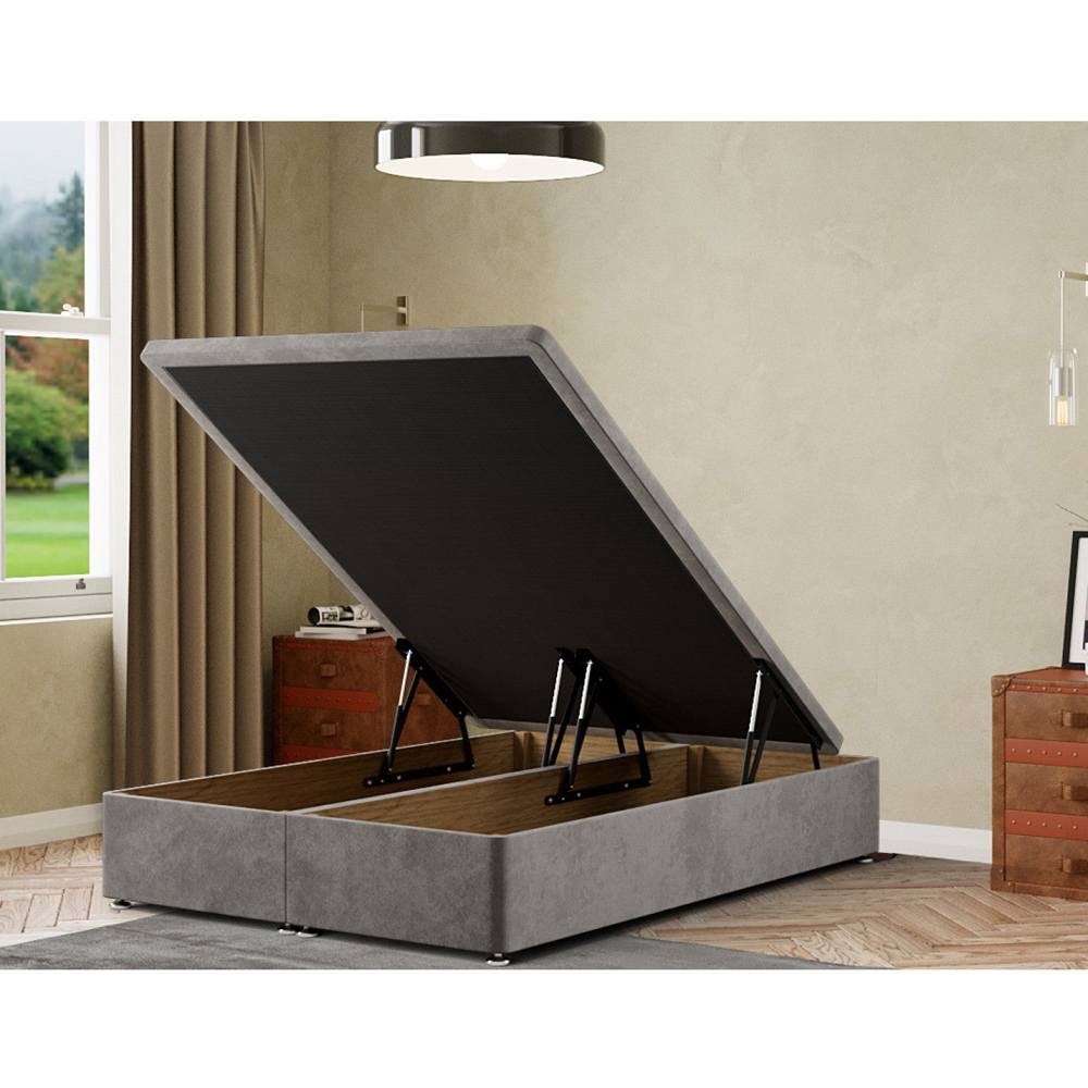 Portland Simple King Size Silver Plush Ottoman Divan Base Image 2