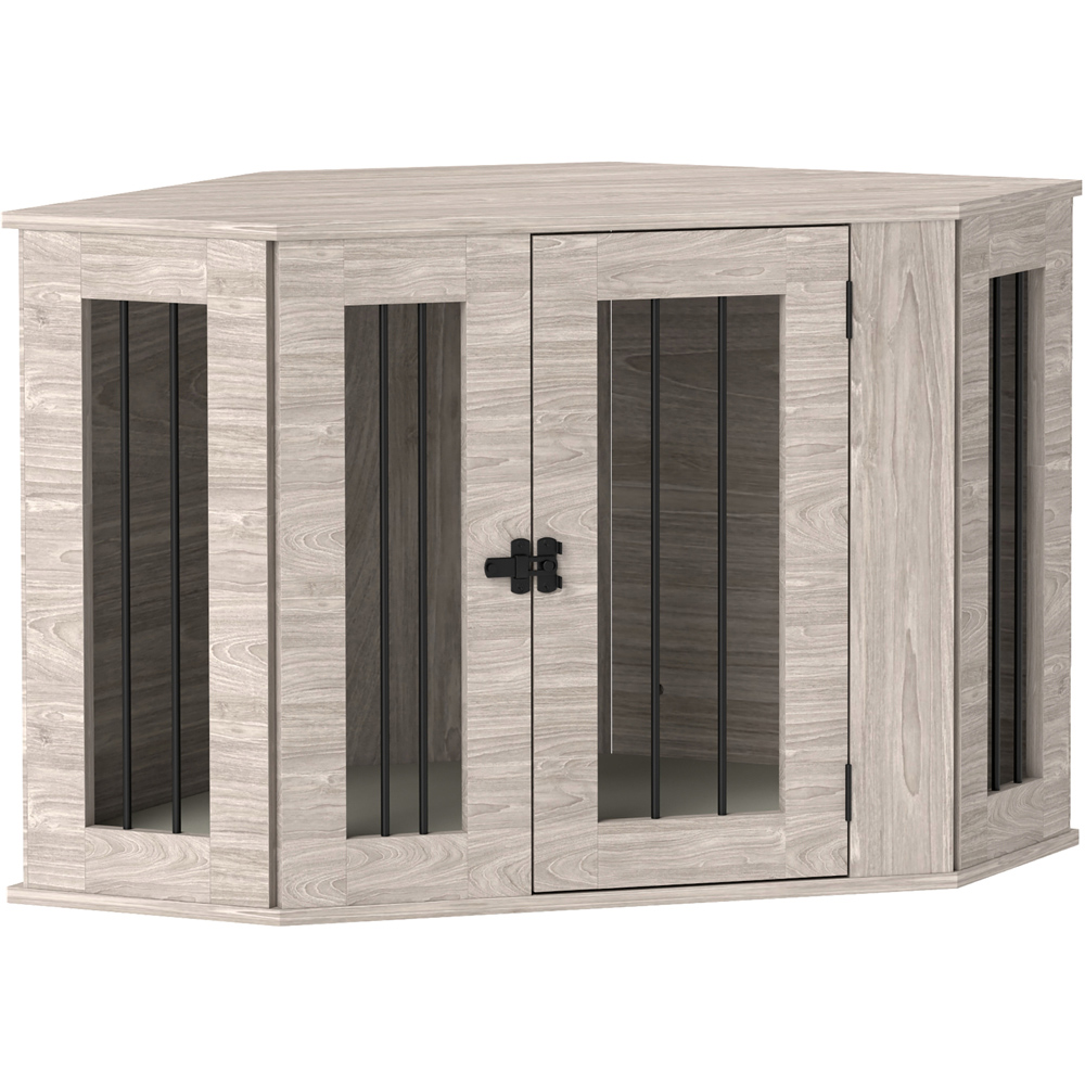 PawHut Medium Walnut Brown Dog Crate with Cushion Door Image 1