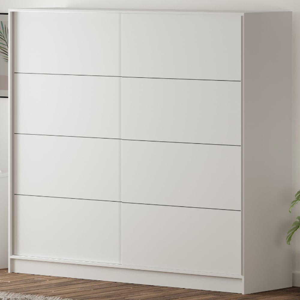 Evu SABRO XL Sliding Door White Wardrobe Image 1