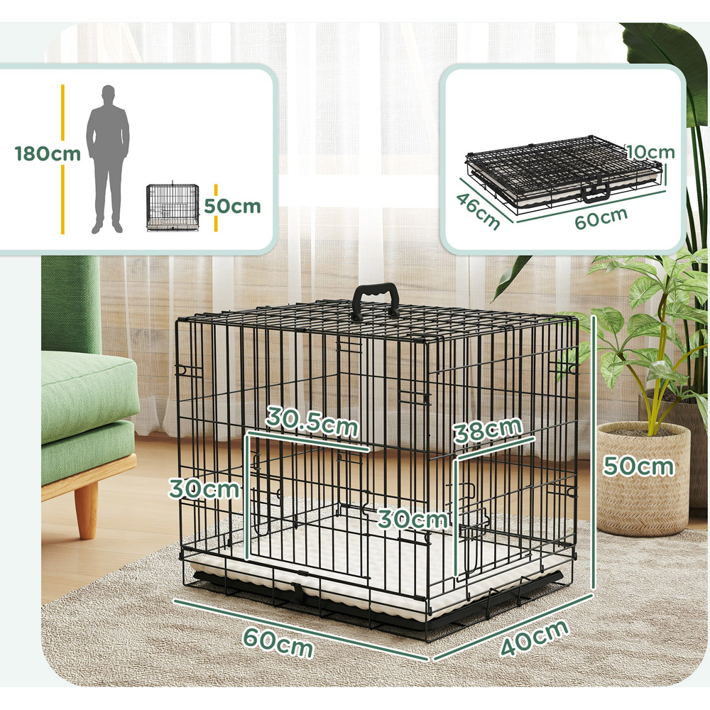 PawHut Extra Small Dog Crate with 2 Doors and Tray Image 9