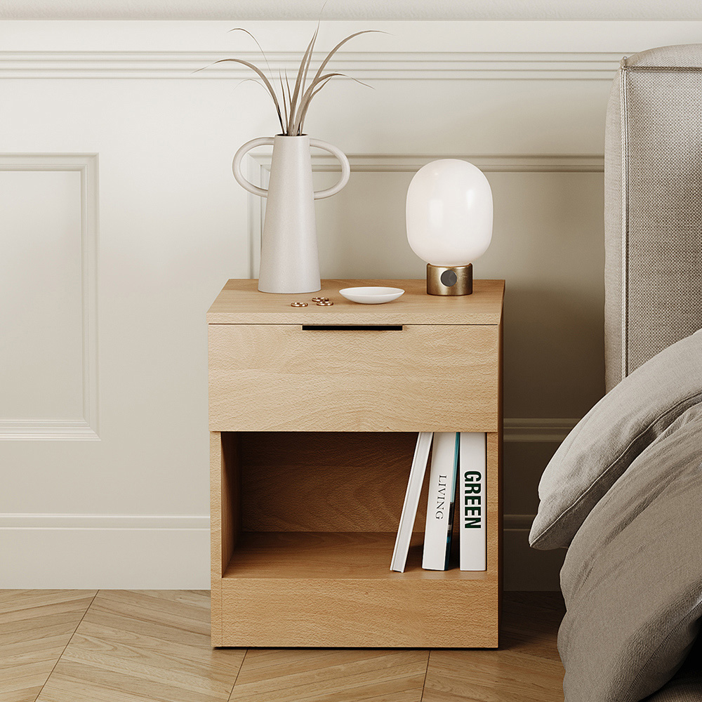 VIDA DESIGNS Terga Single Drawer Single Shelf Pine Bedside Cabinet Image 3