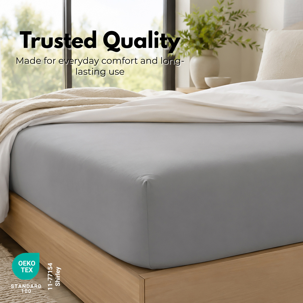 MHG Living Double Grey 30cm Deep Pocket Fitted Sheet Image 7