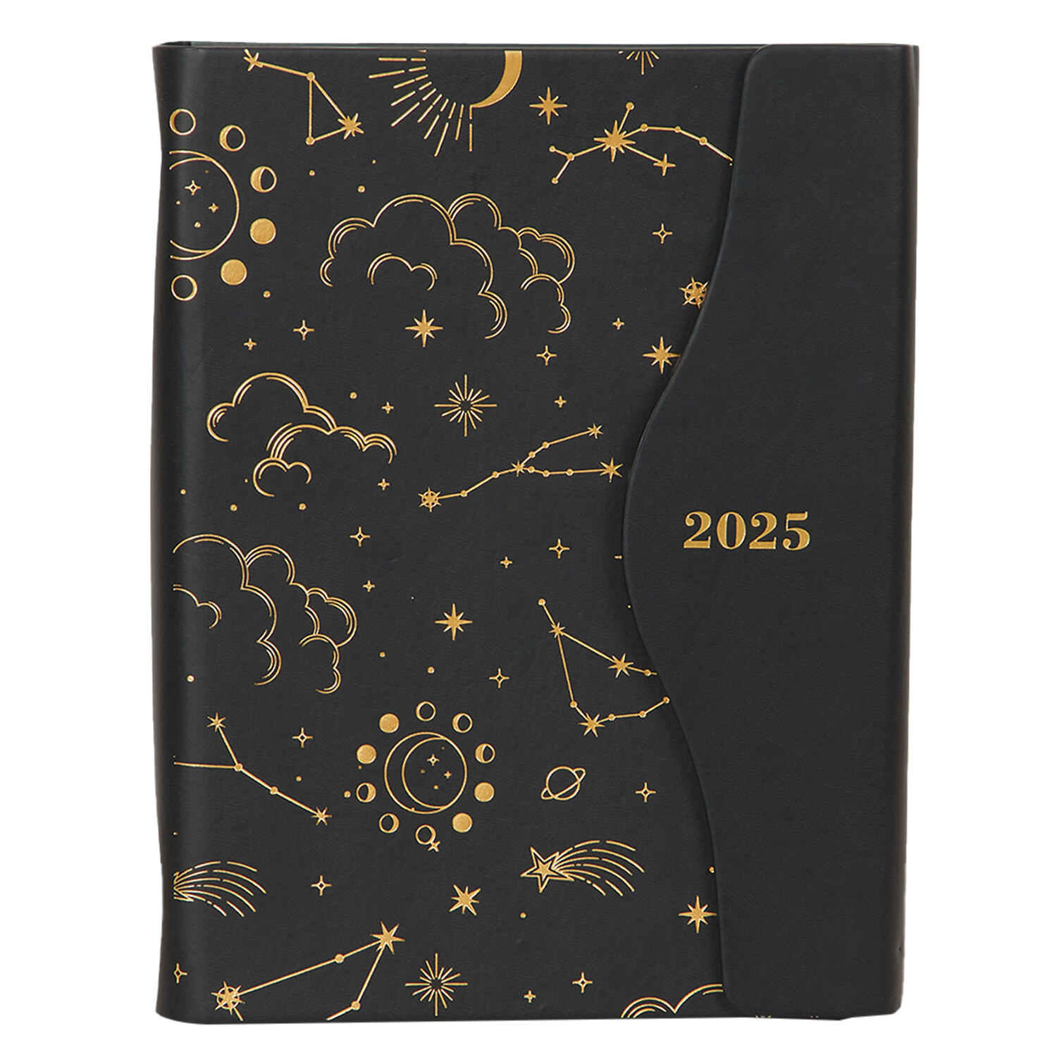 2025 Foiled PU Index Diary A5 - Black or Cream Image 1