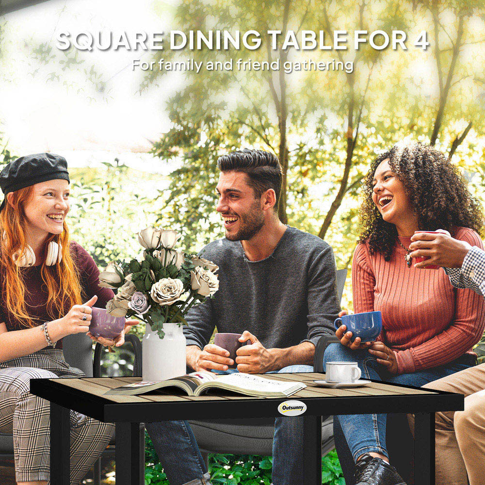 Outsunny 4 Seater Garden Table with Parasol Hole Brown Image 8