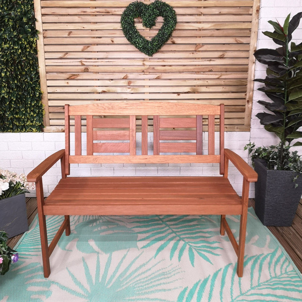 Samuel Alexander Wooden 6 Seater Folding Rectangular Garden Dining Bench Set with Green Parasol Image 3