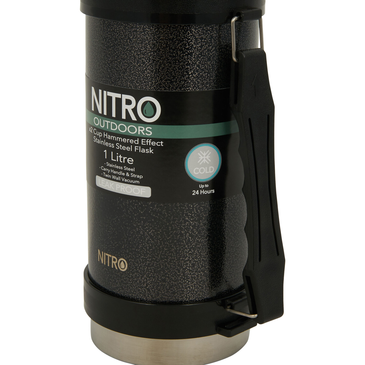 Nitro 2-Cup Hammered Flask - Black Image 2