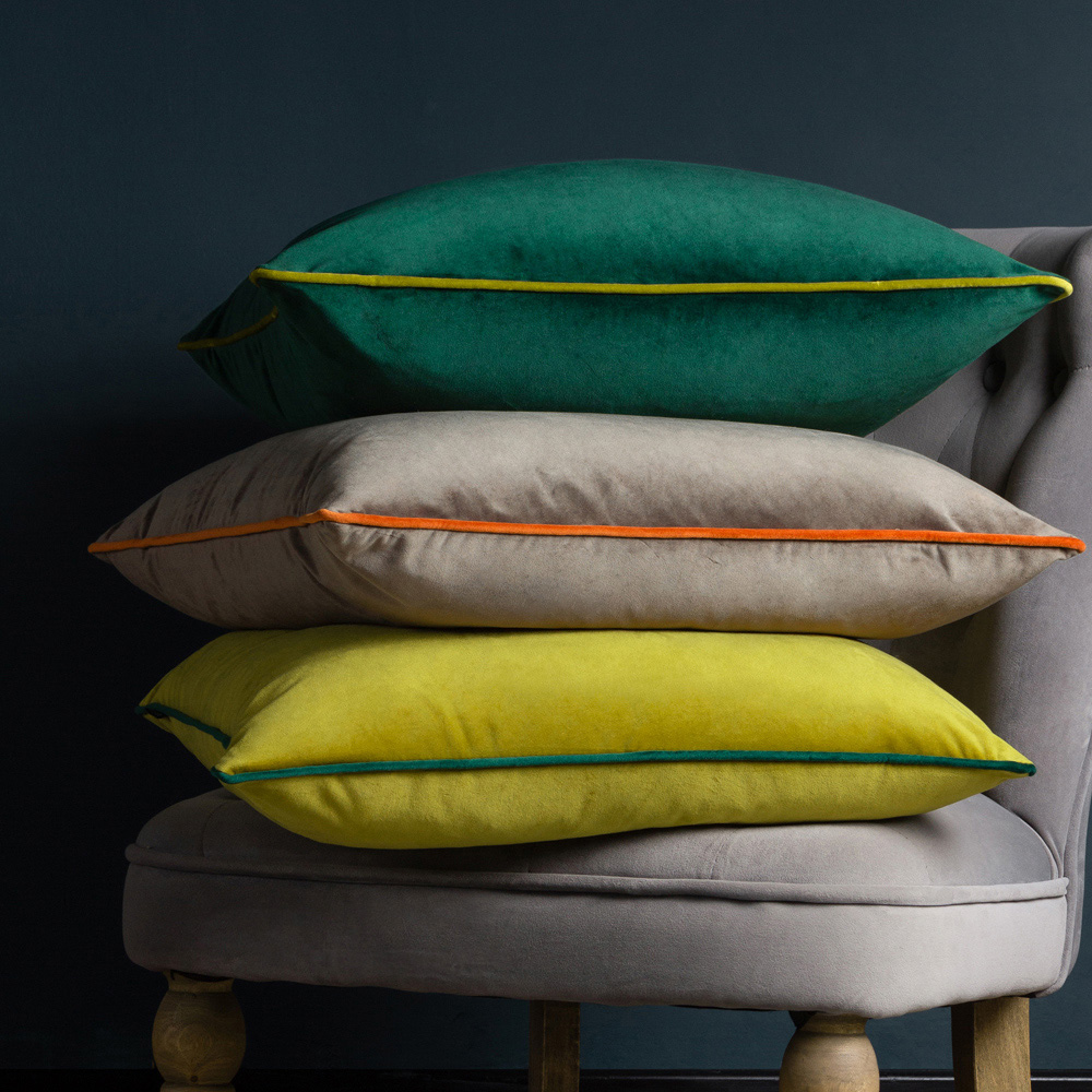 Paoletti Meridian Emerald Moss Velvet Cushion Image 4