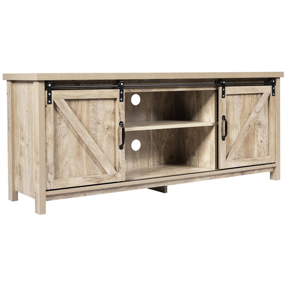 Costway 2 Door 2 Shelf Grey TV Unit Image 3