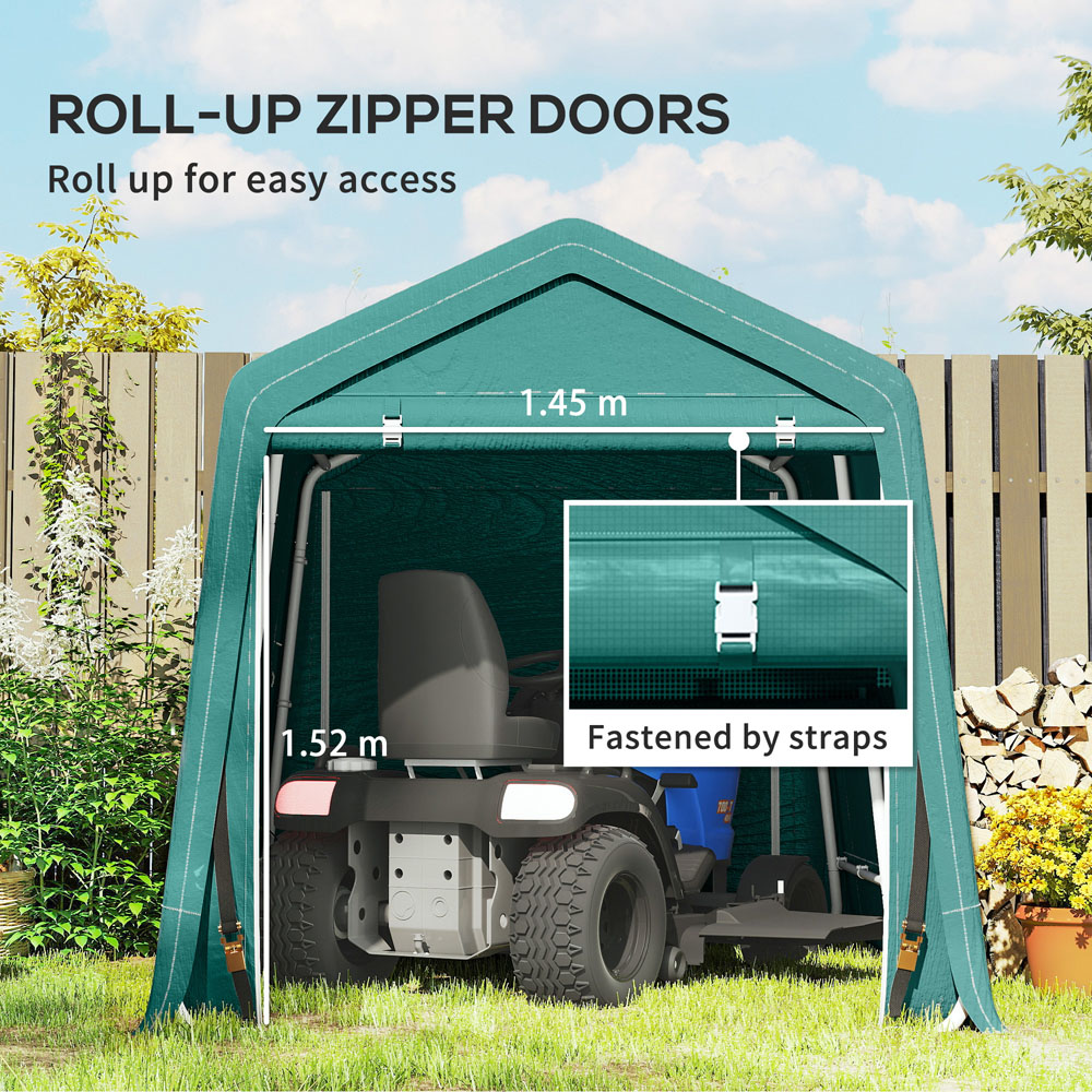 Outsunny 8 x 6.5ft Green Garden Storage Shed with Zipper Doors Image 6