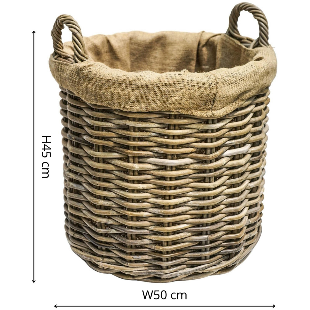 Ivyline Natural Wicker Round Lined Log Basket Set of 2 Image 6
