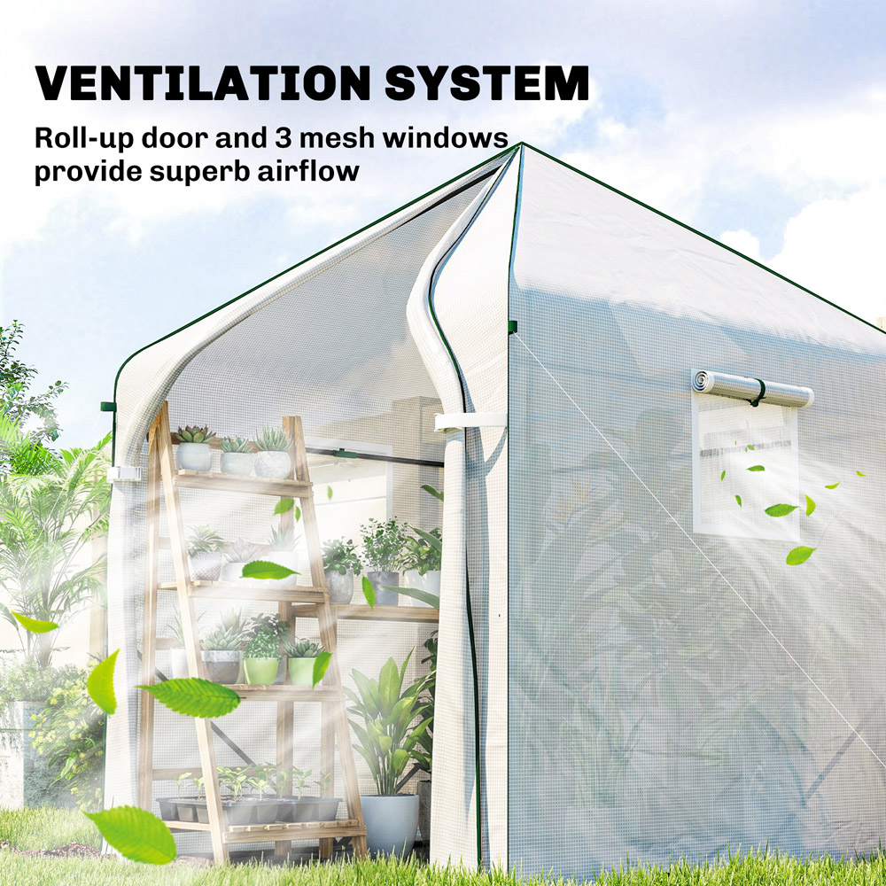 Outsunny White Polytunnel 5.2 x 5.2ft Walk In Greenhouse Image 5