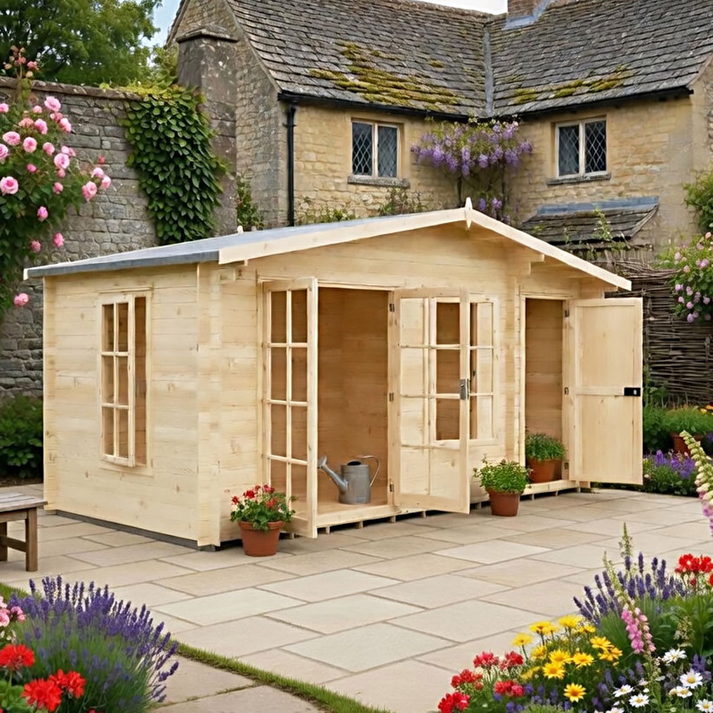 Shire Bourne 16 x 8ft Apex Garden Log Cabin Image 2