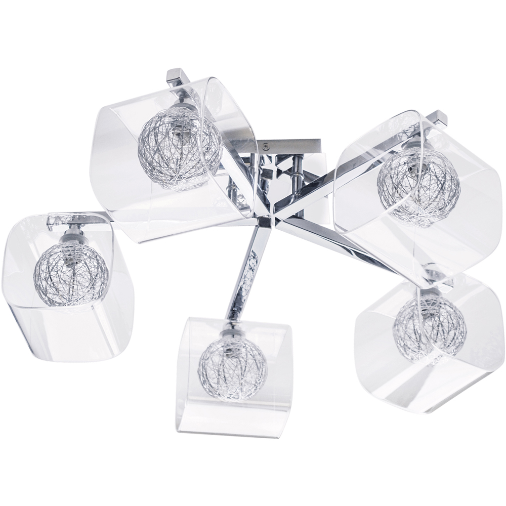 Inlight Crackle in Glass 5 Light Chrome Ceiling Flush Light Image 1