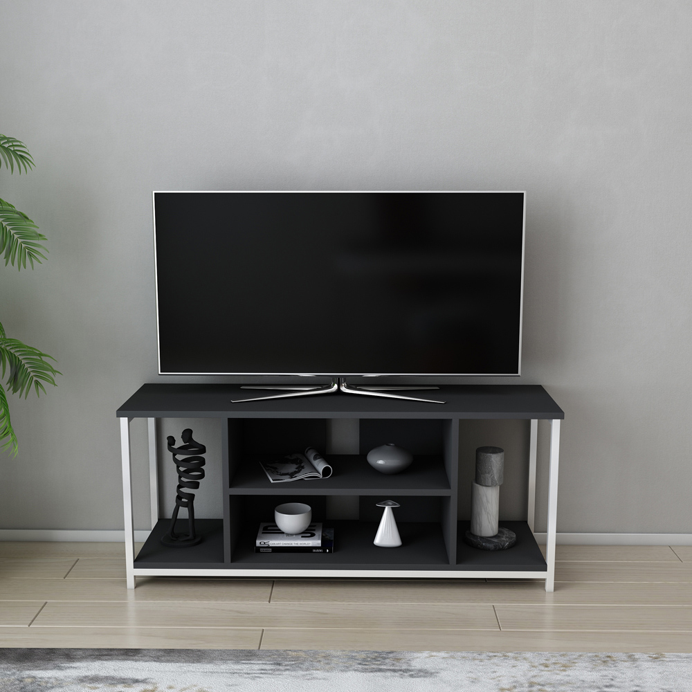 Decorotika Rinaldo 4 Shelf White and Anthracite TV Stand for 55 inch TV Image 3