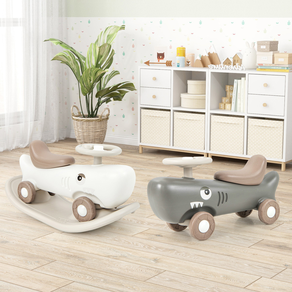 Costway Kids Grey 3 in 1 Convertible Rocking Horse Image 2