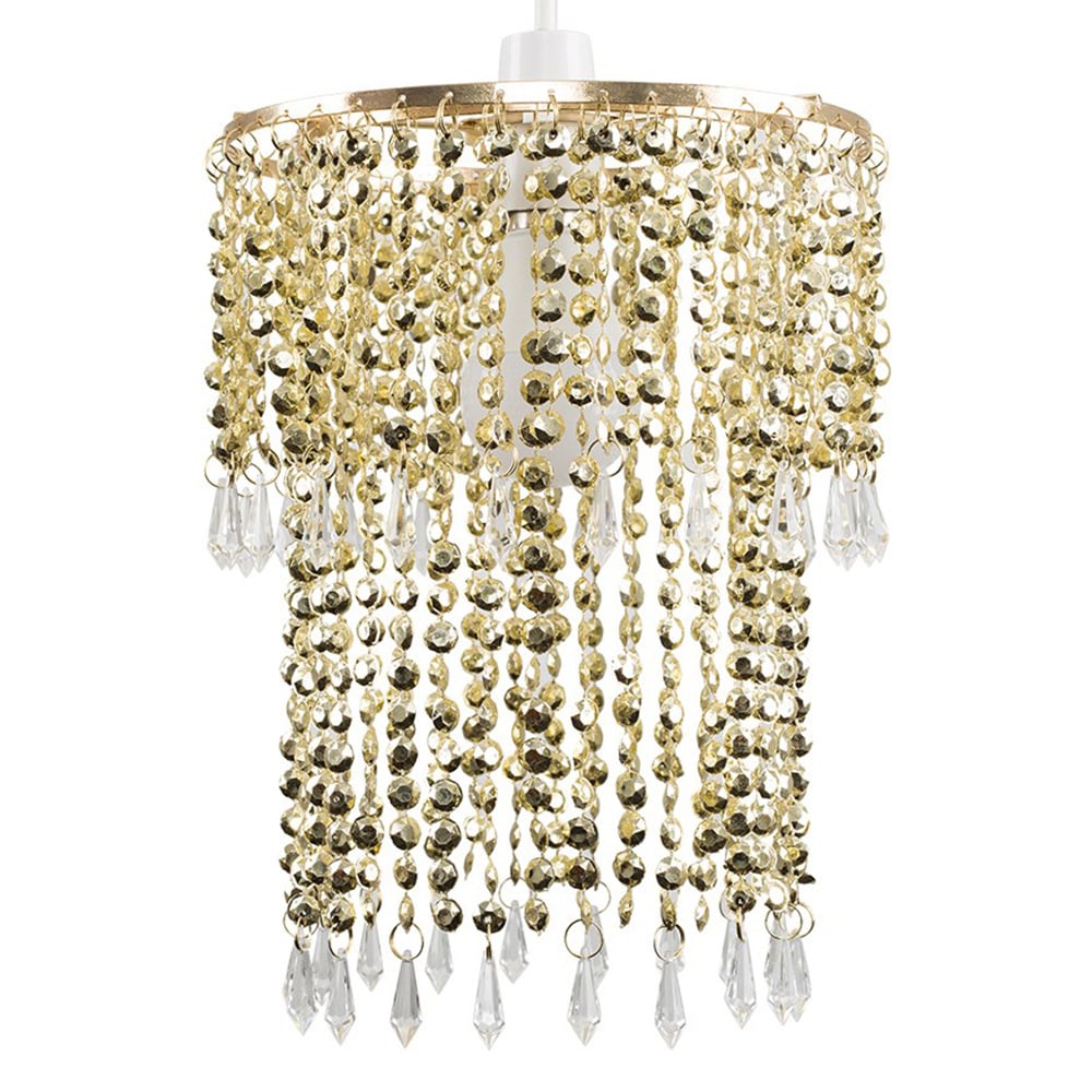 ValueLights Beaded Gold Droplet Pendant Shade Image 1