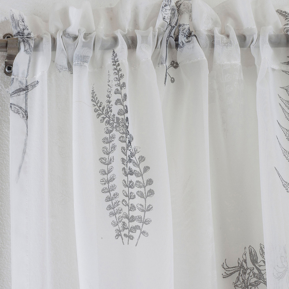 Tyrone Textiles Bracken Grey Wild Leaf Print Rod Pocket Voile Panel Curtains 140 x 122cm Image 2