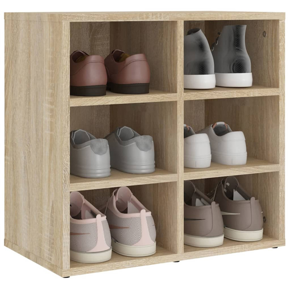 vidaXL 12 Open Shelf Sonoma Oak Shoe Storage Cabinet Set of 2 Image 3