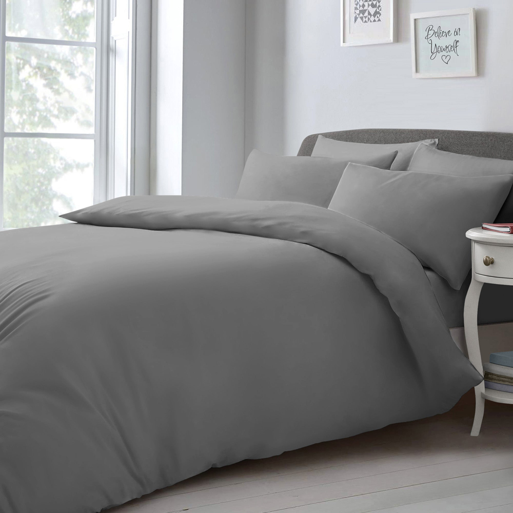 Velosso Microfibre Super King Size Grey Duvet Set Image