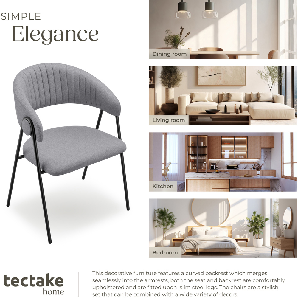 tectake Bedano Set of 6 Grey Dining Chair Image 7