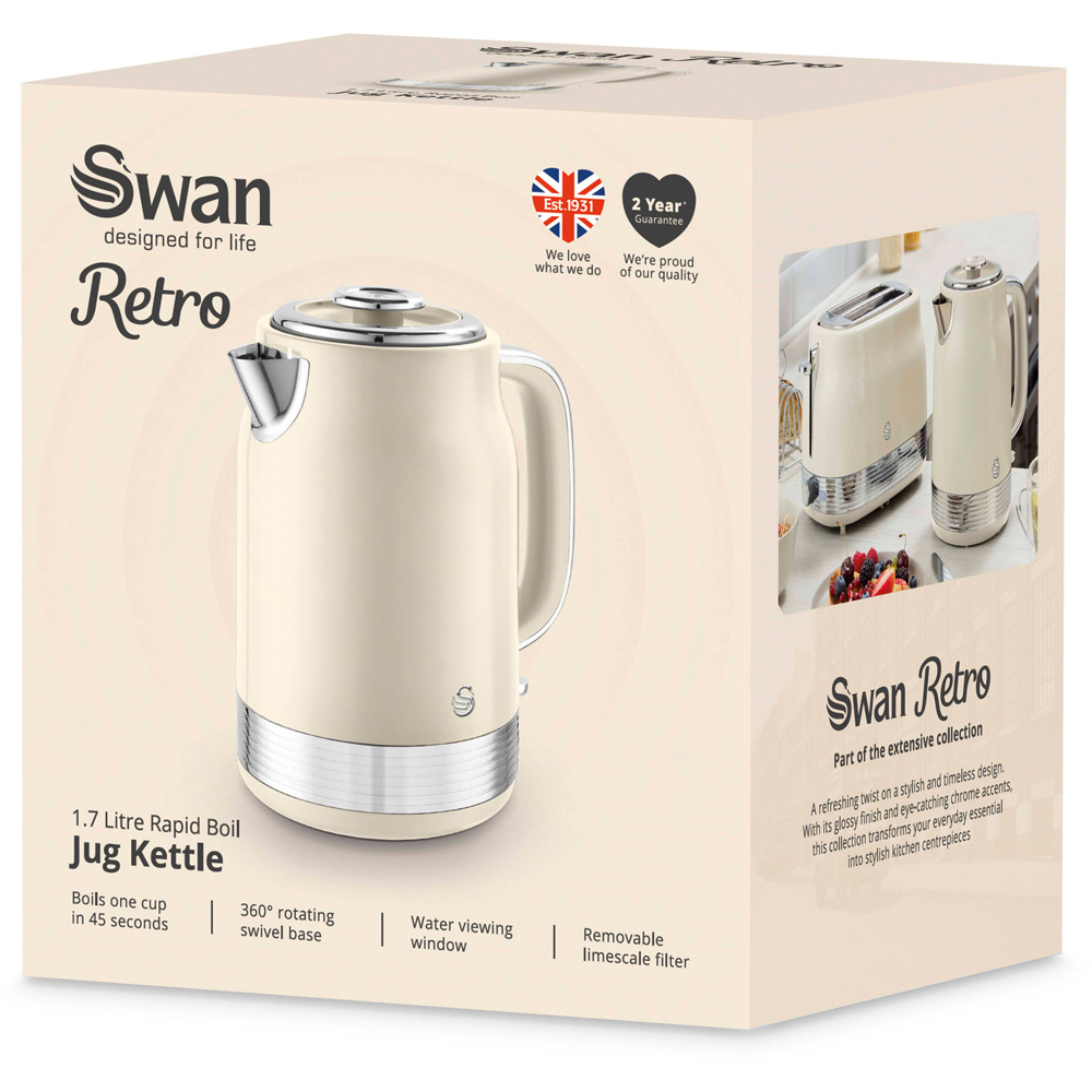 Swan Retro Revive Cream Rapid Boil 1.7L Jug Kettle Image 2