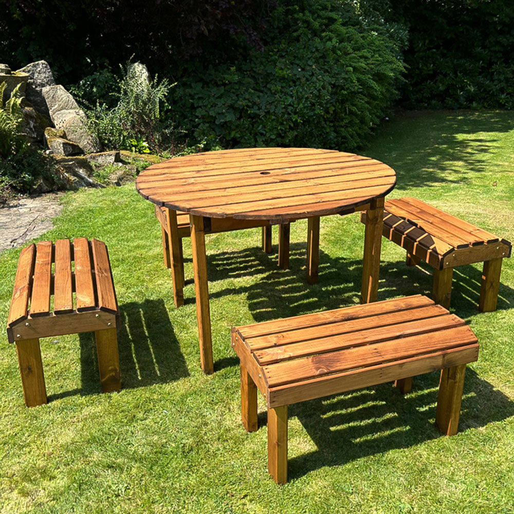 Charles Taylor Knights 4 Seater Round Garden Dining Bench Set Image 2