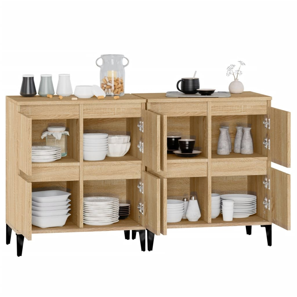 vidaXL 4 Door Sonoma Oak Sideboard Set of 2 Image 5