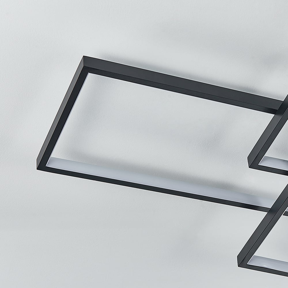 Living and Home 35 inch Rectangular Semi-Flush Ceiling Light Black Image 4