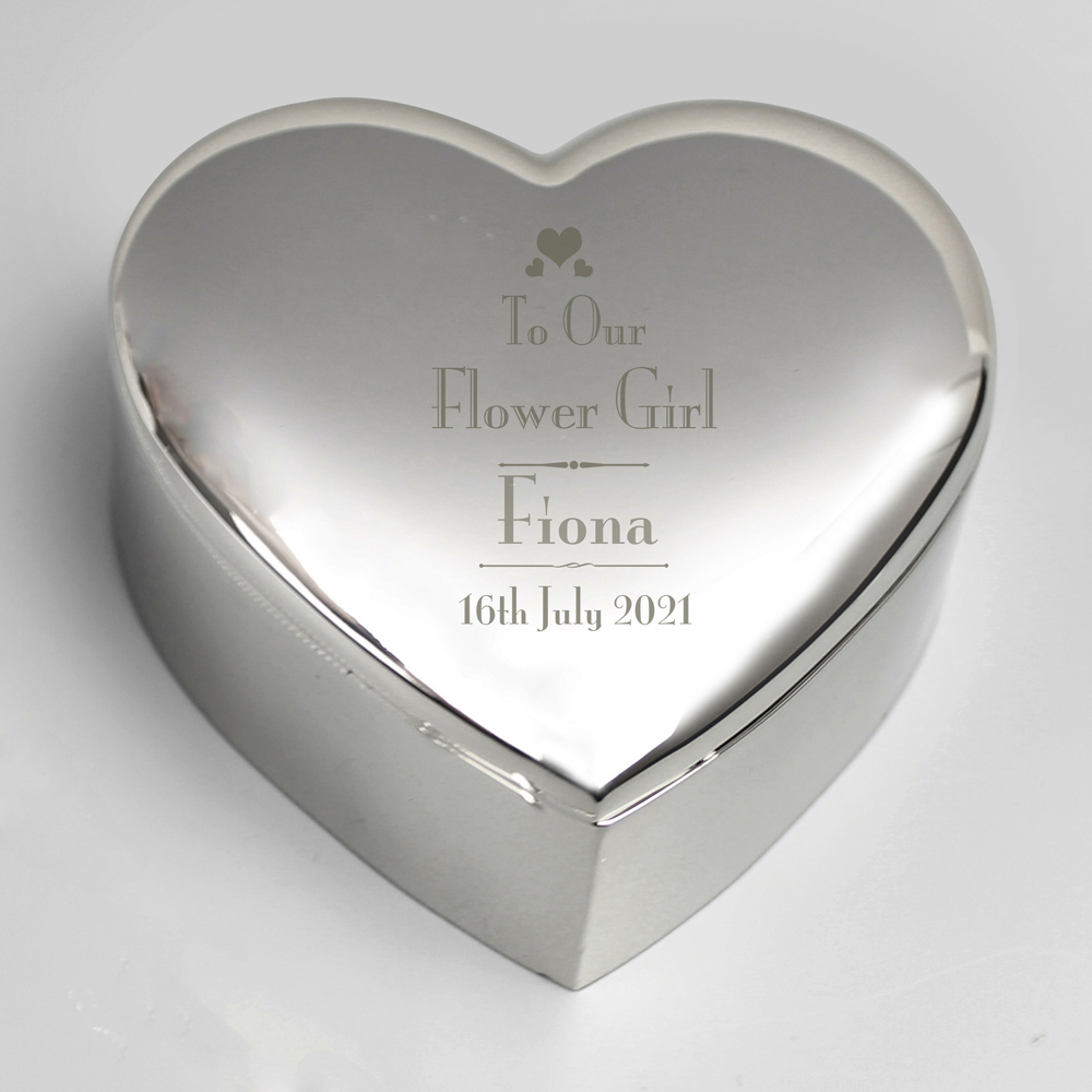 Personalised Memento Personalised Wedding Flower Girl Heart Trinket Box Image 3