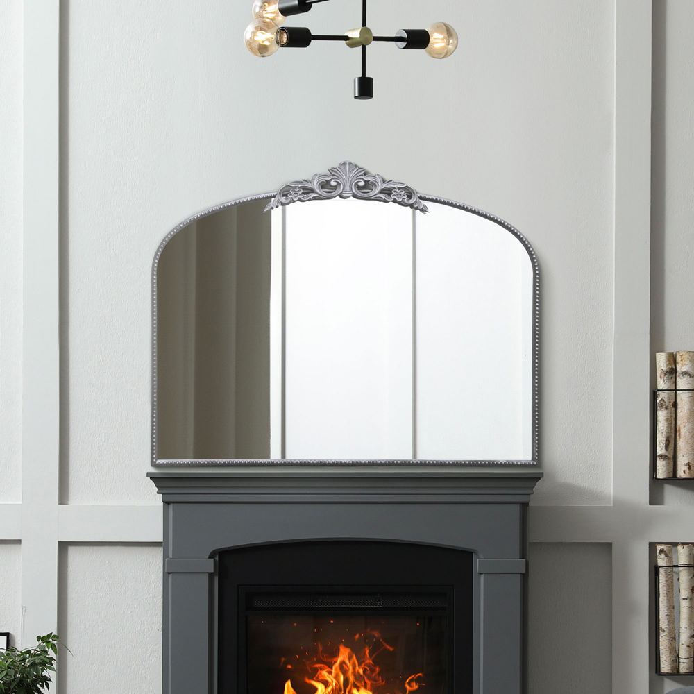 The Crown Arched Silver Metal Wall Mirror 102 x 80cm Image 2