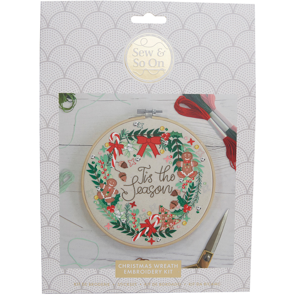 Sew & So On Multicoloured Christmas Wreath Embroidery Craft Set 8 inch Image 5