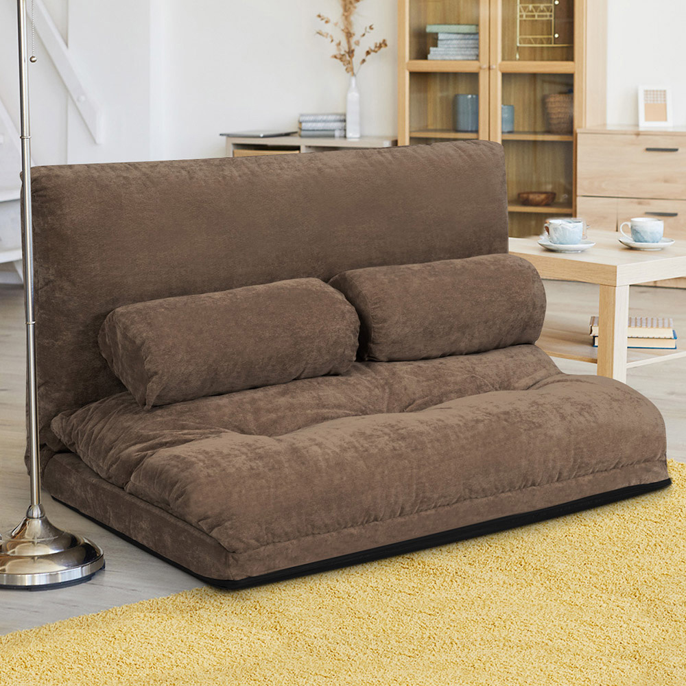 Costway Coffee Convertible Floor Sofa Bed with Waist Pillows
