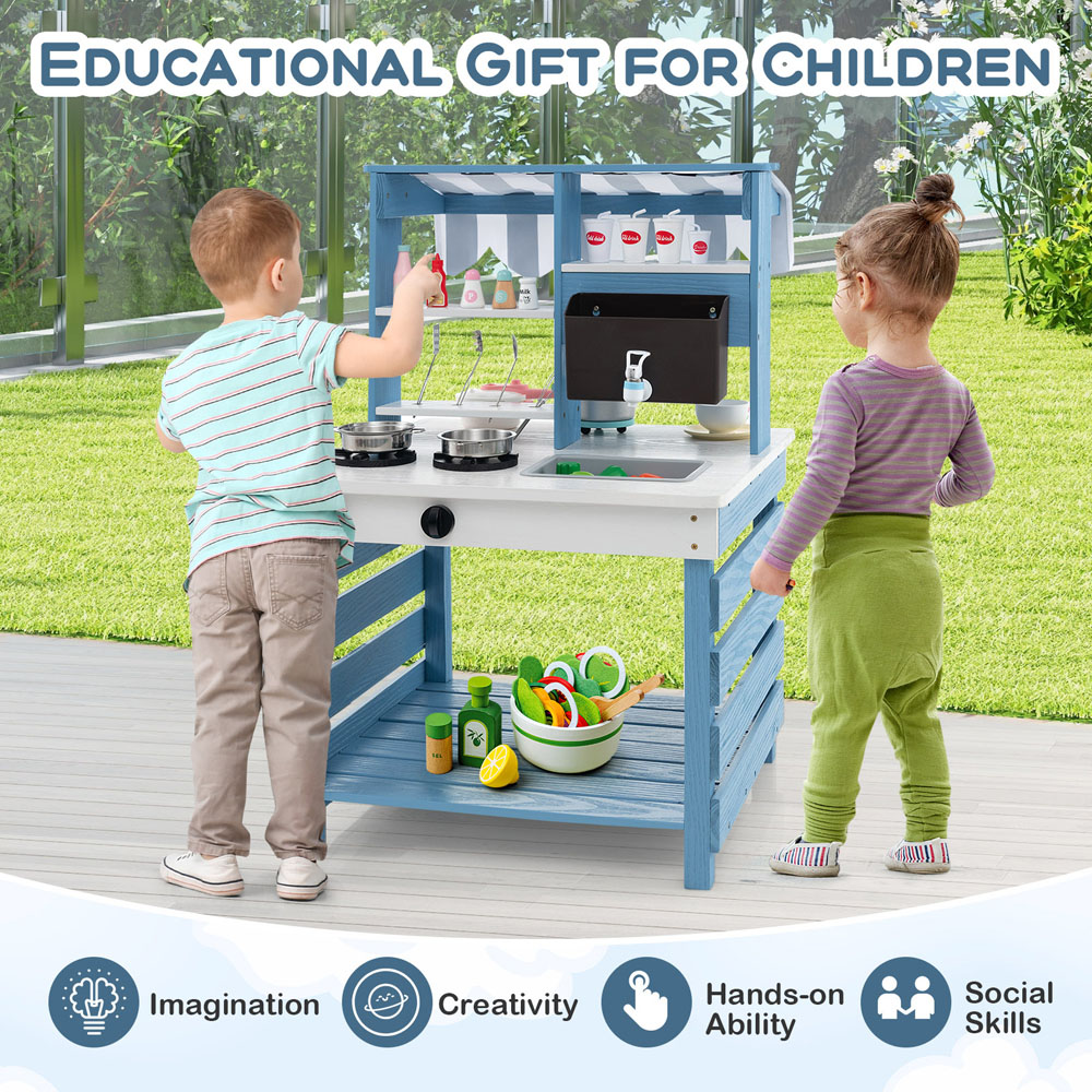 Costway Kids Double Sided Mud Kitchen Set Image 8