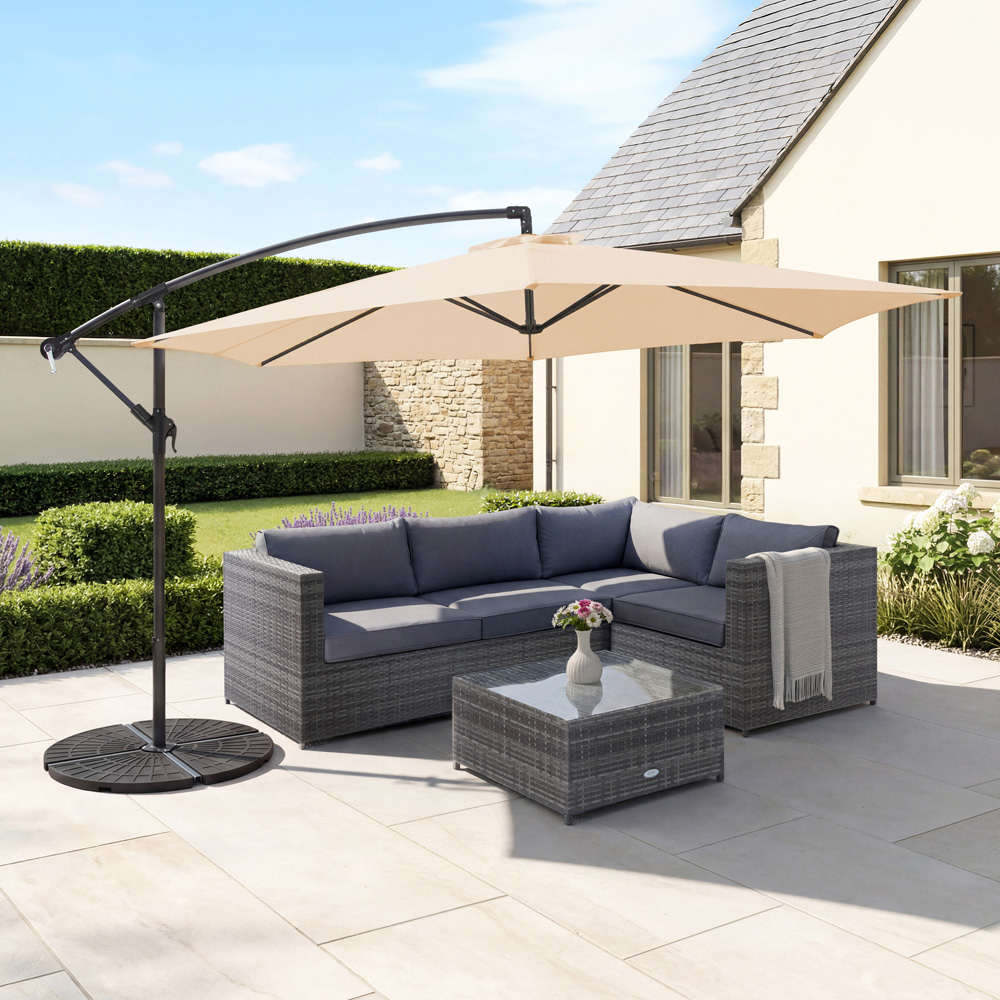 Charles Bentley Beige Hanging Cantilever Parasol 3m Image 2