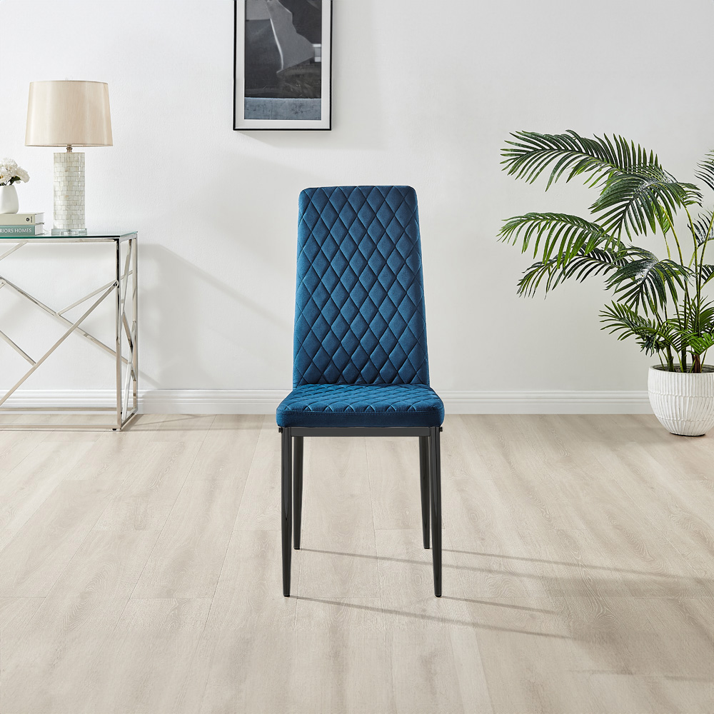 Furniturebox Arona Valera 4 Seater Round Dining Set Navy Black and Chrome Image 5