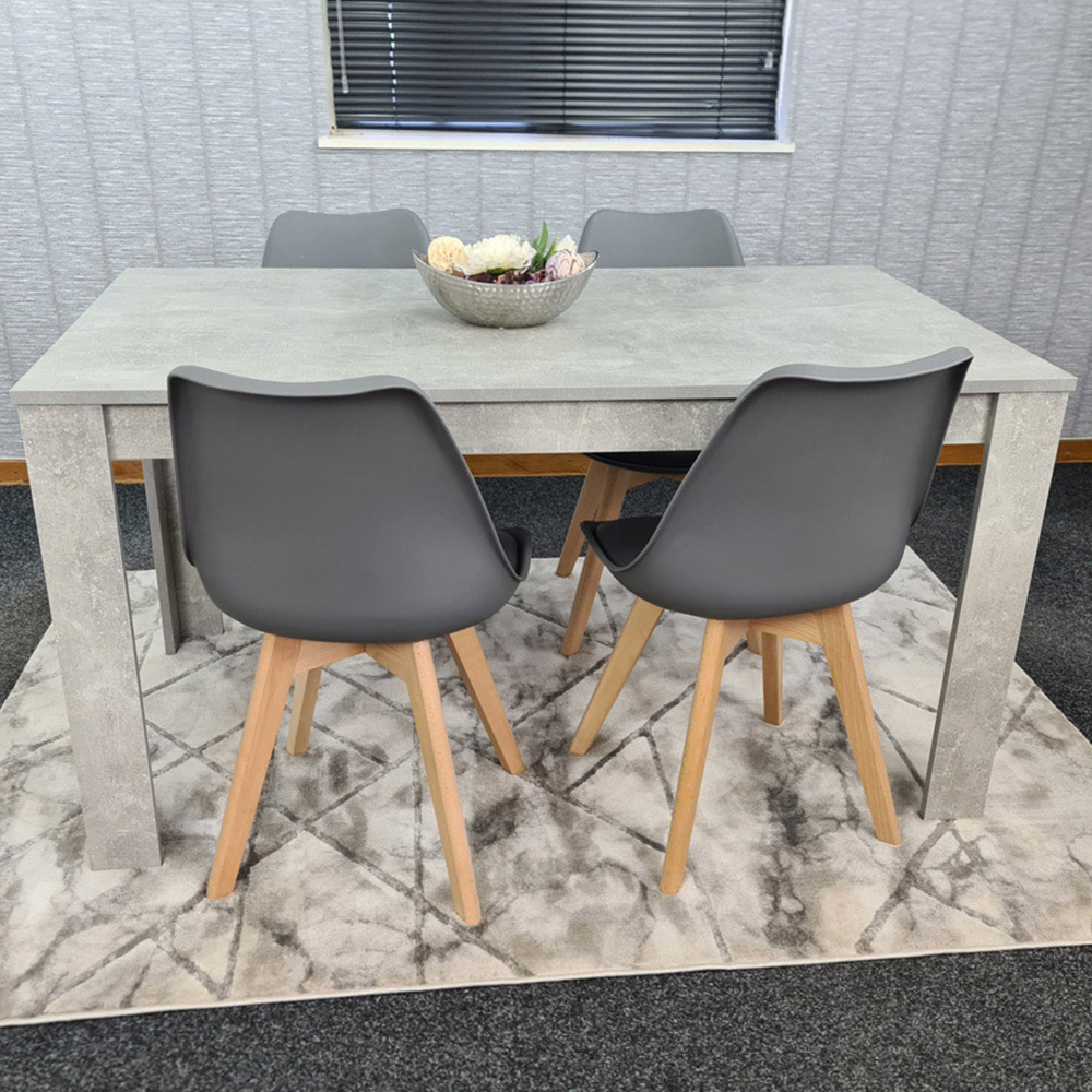 Portland Plastic Leather 4 Seater Dining Set Stone Grey and Grey Image 1